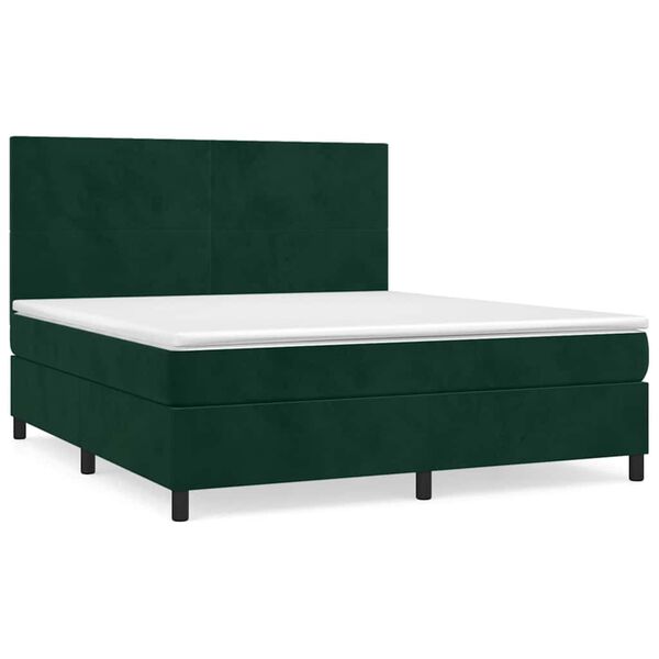 vidaXL Boxspringbett mit Matratze Dunkelgr&uuml;n 180x200 cm Samt