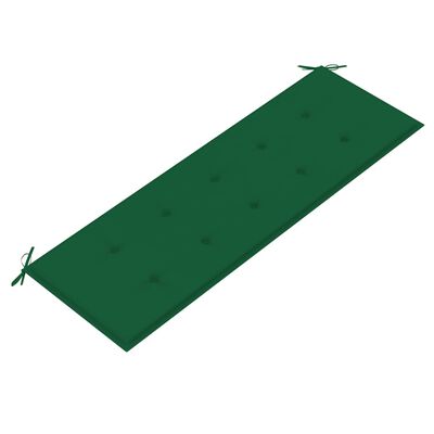 vidaXL Gartenbank mit Grüner Auflage 150 cm Massivholz Teak