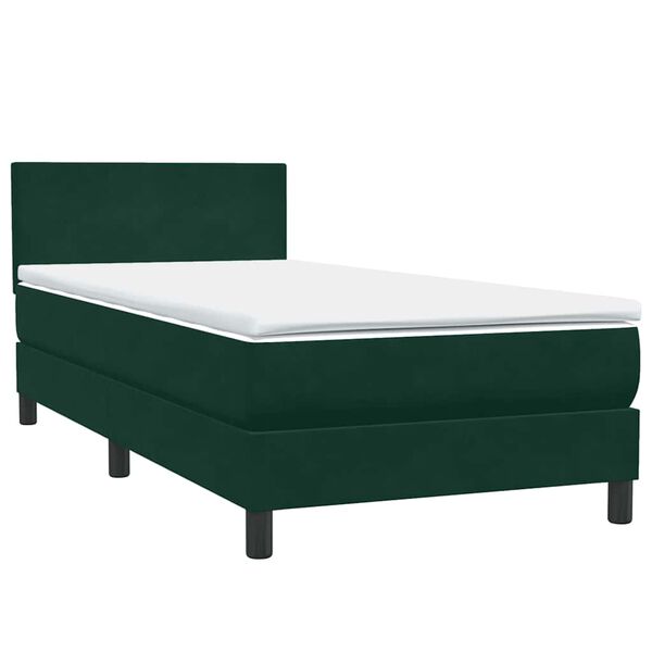 vidaXL Boxspringbett mit Matratze Dunkelgr&uuml;n 80x220 cm Samt