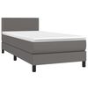 vidaXL Boxspringbett mit Matratze & LED Grau 90x200 cm Kunstleder
