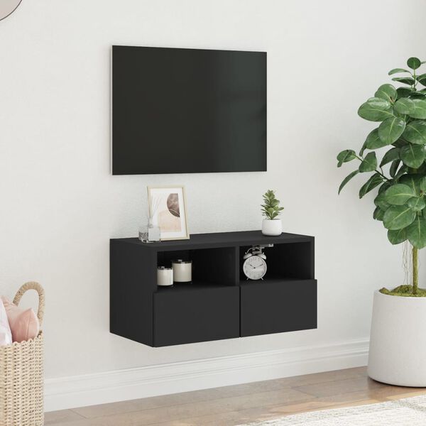 vidaXL TV-Wandschrank Schwarz 60x30x30 cm Holzwerkstoff