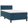 vidaXL Boxspringbett mit Matratze Dunkelblau 90x190 cm Samt