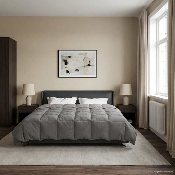 vidaXL Sommerdecke Gepolstert Hellgrau 200 x 220 cm Mikrofaser