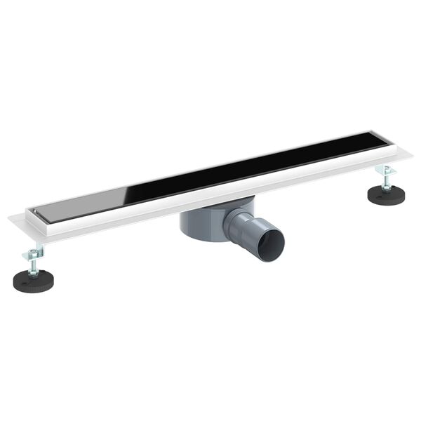 vidaXL Duschabfluss mit Glash&uuml;lle und 360&deg; Siphon Schwarz 60 cm