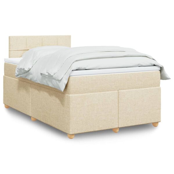 vidaXL Boxspringbett mit Matratze Creme 120x190 cm Stoff