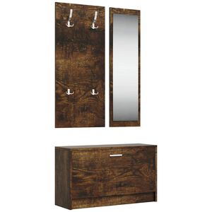 vidaXL 3-tlg. Flurm&ouml;bel-Set R&auml;uchereiche Holzwerkstoff