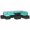 vidaXL Gartensofa-set 9 stk. Schwarz und Blau Poly-Rattan