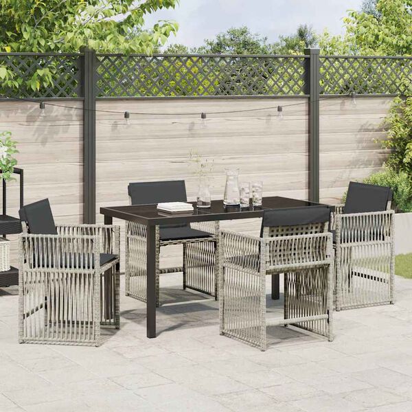 vidaXL Garten Essgruppe 5 pcs Hellgrau Pulverbeschichteter Stahl