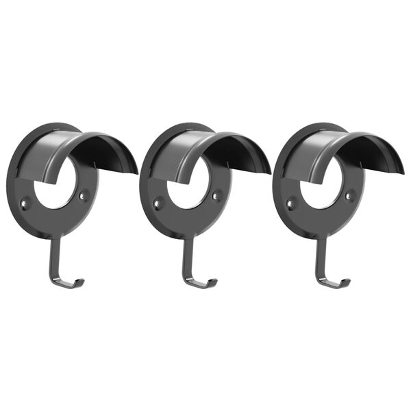 vidaXL Trensenhalter 3 Stk. Wandmontage Schwarz Eisen