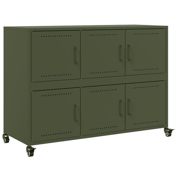 vidaXL Sideboard Olivgrün 100,5x39x72 cm Stahl