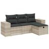 vidaXL 4-tlg. Garten-Sofagarnitur mit Kissen Hellgrau Poly Rattan