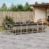 vidaXL 17-tlg. Garten-Essgruppe mit Kissen Hellgrau Poly Rattan