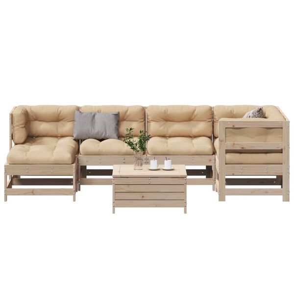 vidaXL 7-tlg. Garten-Lounge-Set mit Kissen Massivholz Kiefer