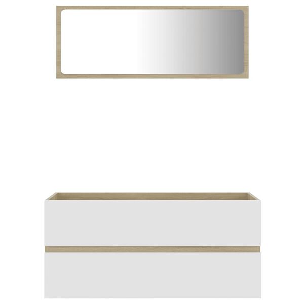 vidaXL 2-tlg. Badm&ouml;bel-Set Wei&szlig; und Sonoma-Eiche Holzwerkstoff