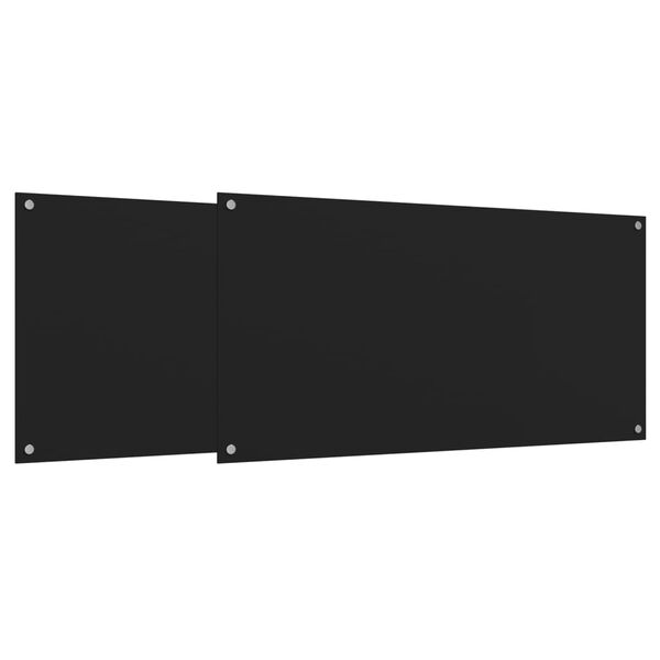 vidaXL Küchenrückwände 2 Stk. Schwarz 80x50 cm Hartglas