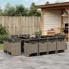 vidaXL 13-tlg. Garten-Essgruppe mit Kissen Grau Poly Rattan