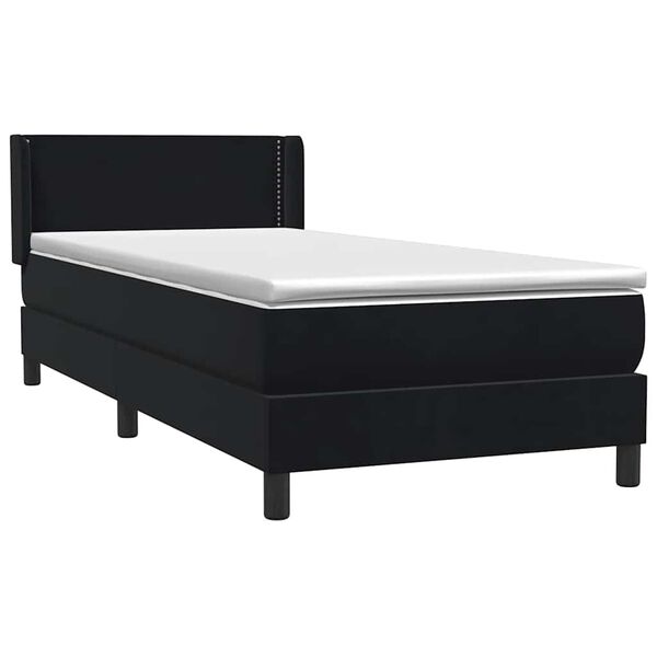 vidaXL Boxspringbett mit Matratze Schwarz 90x220 cm Samt