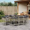 vidaXL 11-tlg. Garten-Essgruppe mit Kissen Hellgrau Poly Rattan