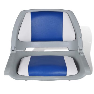 vidaXL Bootssitz Klappbar Mit Polsterung in Blau-Weiß 41x51x48 cm