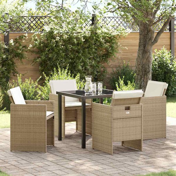vidaXL Garten Essgruppe 5 pcs Beige Poly-Rattan