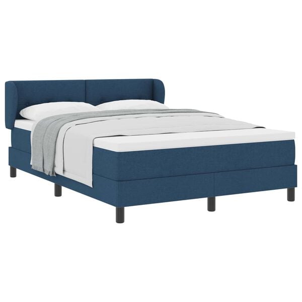 vidaXL Boxspringbett mit Matratze mit Kopfteil Blau 160 x 200 cm Stoff