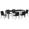 vidaXL Garten Essgruppe 7 pcs Schwarz und Grau PE-Rattan