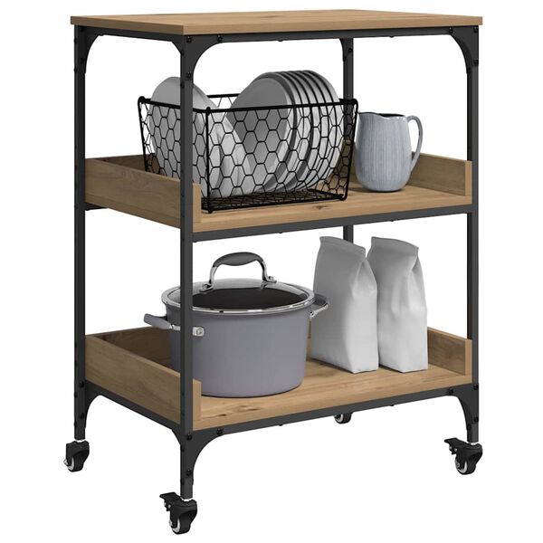 vidaXL K&uuml;chentrolley Artisan-Eiche 60 x 41 x 80,5 cm Holzwerkstoff