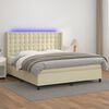vidaXL Boxspringbett mit Matratze & LED Creme 180x200 cm Kunstleder