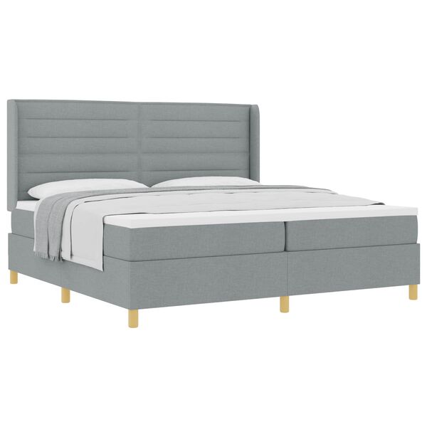 vidaXL Boxspringbett mit Matratze Hellgrau 200 x 200 cm Stoff