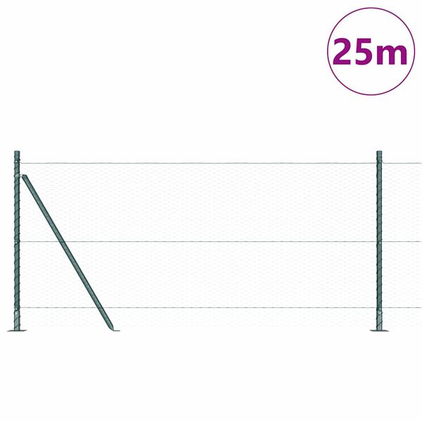 vidaXL Zaunpfosten Gr&uuml;n 25 x 0,8 m (25 mm Mesh) Stahl und PVC