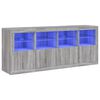 vidaXL Sideboard mit LED-Leuchten Grau Sonoma 163x37x67 cm