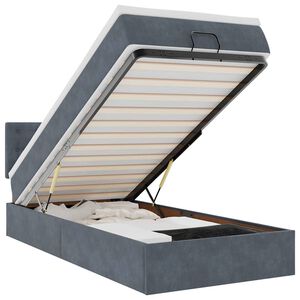 vidaXL Ottoman-Bett mit Matratze & LEDs Dunkelgrau 80x200 cm Samt