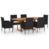 vidaXL 7-tlg. Garten-Essgruppe Poly Rattan Schwarz