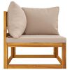 vidaXL Modular-Ecksofa mit Taupe Kissen Massivholz Akazie