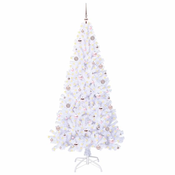 vidaXL K&uuml;nstlicher Weihnachtsbaum Wei&szlig; 210 cm PVC und Stahl