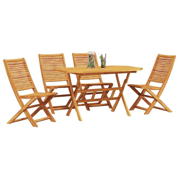 vidaXL Garten Essgruppe 5 pcs Braun Akazie Massivholz