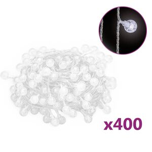 vidaXL Lichterkette Kugeln 40 m 400 LED Kaltwei&szlig; 8 Funktionen