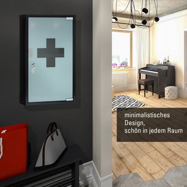 FIRST AID ONLY Erste-Hilfe-Schrank 30x12x50 cm Schwarz