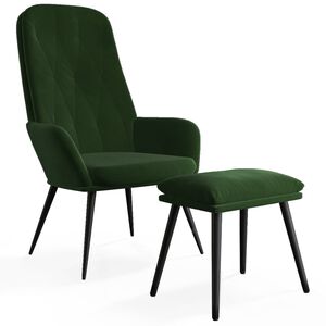 vidaXL Relaxsessel mit Hocker Dunkelgr&uuml;n Samt