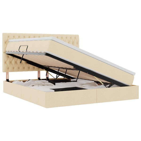 vidaXL Bett mit Stauraum und LED mit LED Creme 180 x 200 cm Polyester