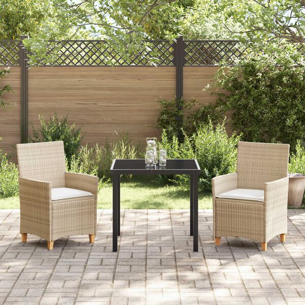 vidaXL Garten Essgruppe 3 pcs Beige Poly-Rattan