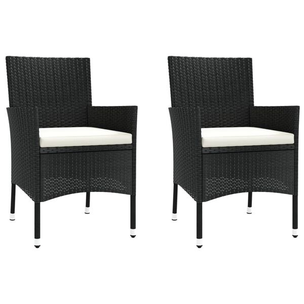 vidaXL 3-tlg. Garten-Bistro-Set mit Kissen Schwarz Poly Rattan