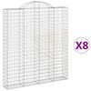 vidaXL Gabionen mit Hochbogen 8 Stk. 200x30x220/240cm Verzinktes Eisen