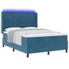 vidaXL Boxspringbett mit LED-Lichtleisten Blau 140 x 190 cm Samt