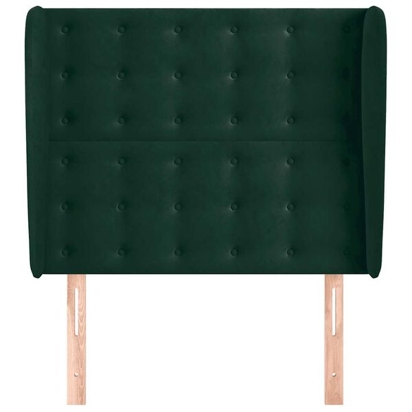 vidaXL Kopfteil mit Ohren Dunkelgr&uuml;n 103x23x118/128 cm Samt