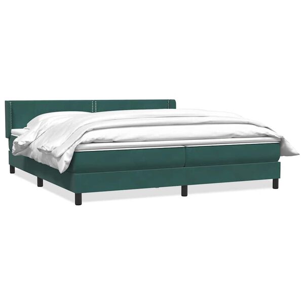 vidaXL Boxspringbett mit Matratze Dunkelgr&uuml;n 200x210 cm Samt