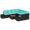 vidaXL Gartensofa-set 9 stk. Schwarz und T&uuml;rkis Poly-Rattan