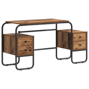 vidaXL Schreibtisch mit Stauraum Altholz 145 x 50 x 75 cm