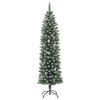 vidaXL K&uuml;nstlicher schlanker Weihnachtsbaum Gr&uuml;n und Wei&szlig; 210 cm