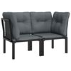 vidaXL Garten-Eckst&uuml;hle mit Kissen 2 Stk. Schwarz & Grau Poly Rattan